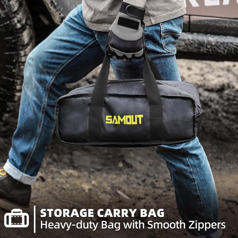 SAMOUT Kinetic Recovery Rope (48000Lbs 1in x 30ft) + 2PCS Synthetic Soft Shackle, Extreme Duty 30% Elasticity Energy Snatch Strap for 4x4 Offroad Vehicle - Image 5